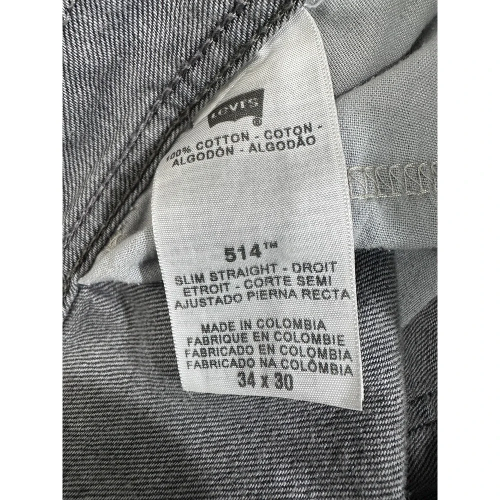 Levis 514 Jeans Mens 34x30 Gray Regular Fit Straight Utility Pockets Gorpcore